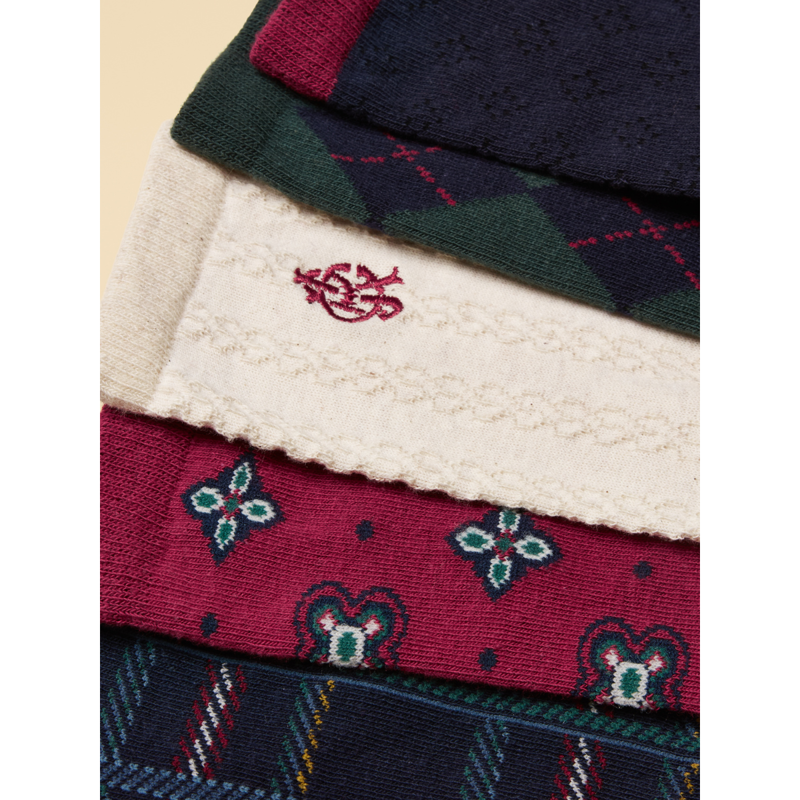 Joules Ladies Everyday Socks 5 Pack - Navy Heritage -1