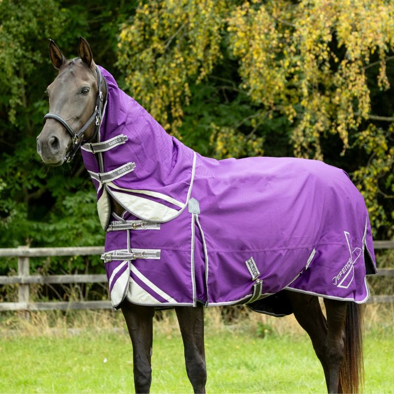 Hy DefenceX Shield 100g Turnout Rug with Detachable Neck - Purple-1