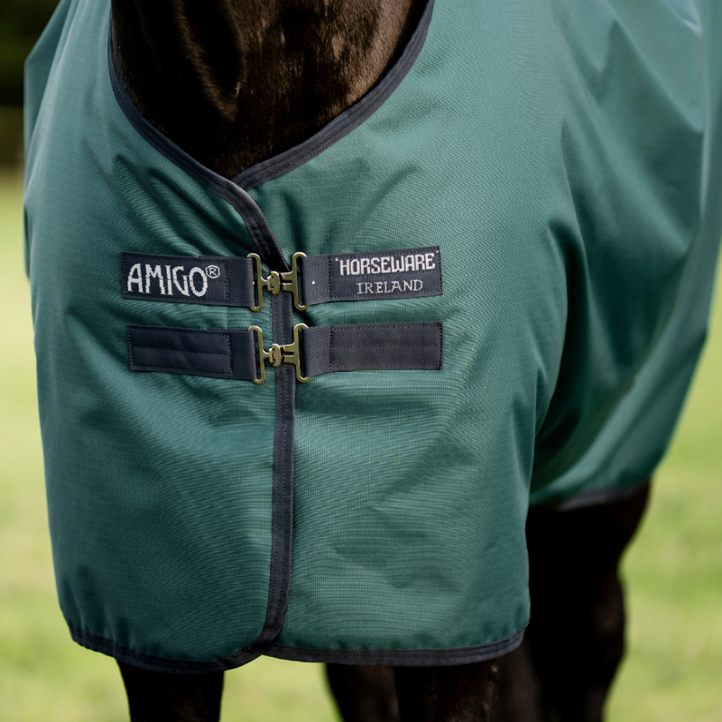 Horseware Amigo Ripstop 900D 100g Turnout Rug - Dynasty Green/Navy/Silver-1