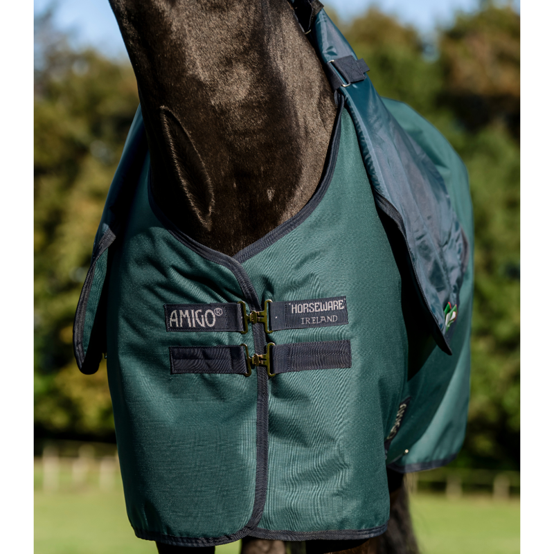 Horseware Amigo Ripstop 900D Plus Pony 50g Turnout Rug - Dynasty Green/Navy Silver-2