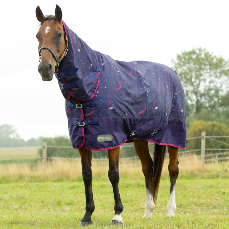 Hy StormX Original Out of this World 200 Combi Turnout Rug - Navy/Magenta