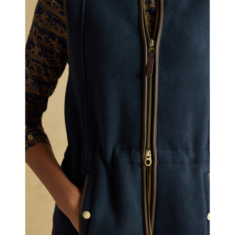 Joules Ladies Heritage Longline Fleece Gilet - Navy Blue-5