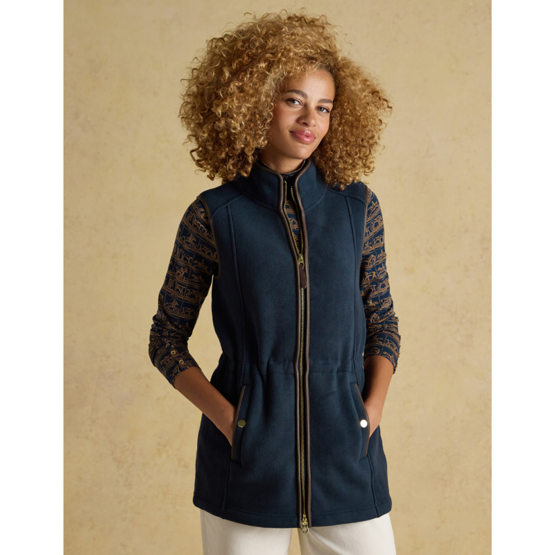 Joules Ladies Heritage Longline Fleece Gilet - Navy Blue-1