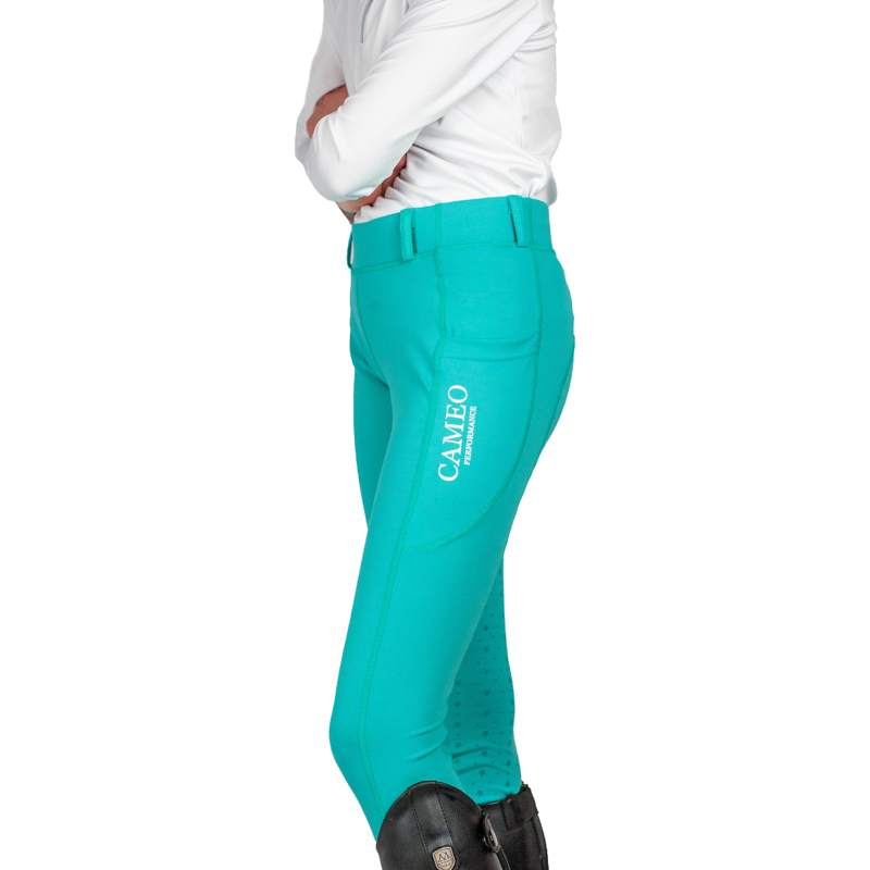 Cameo Junior Performance Riding Tights - Turquoise-3