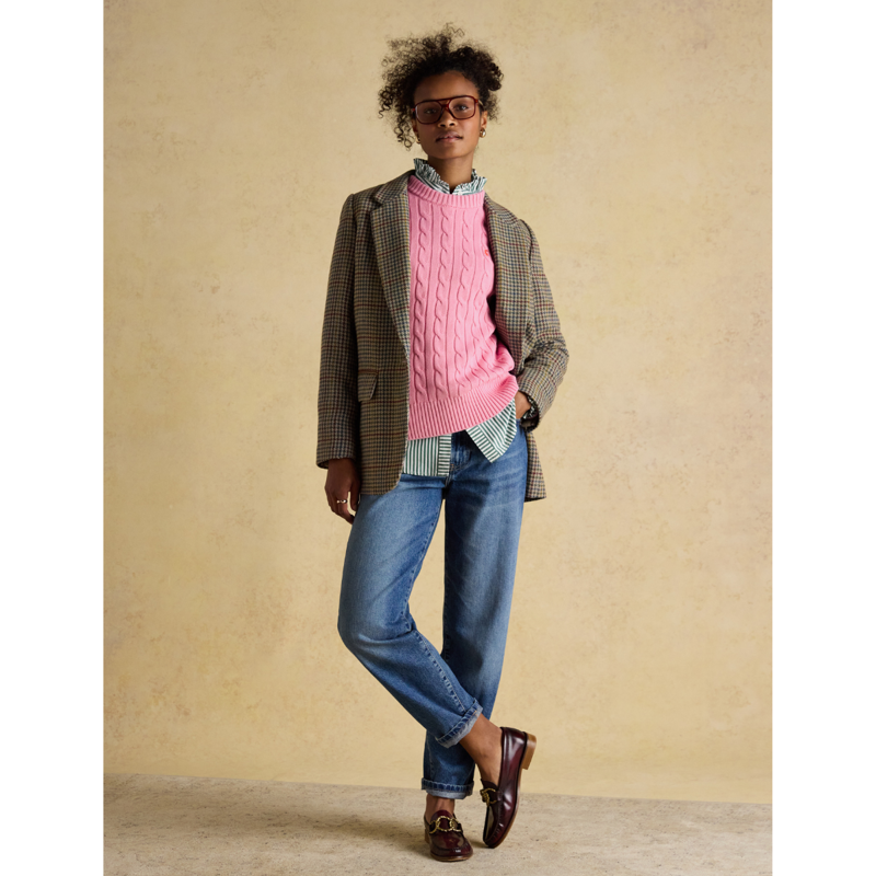 Joules Ladies Classic Cable Jumper - Pink-8