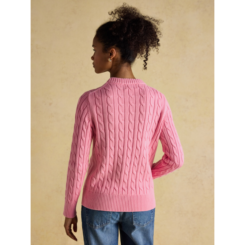 Joules Ladies Classic Cable Jumper - Pink-5