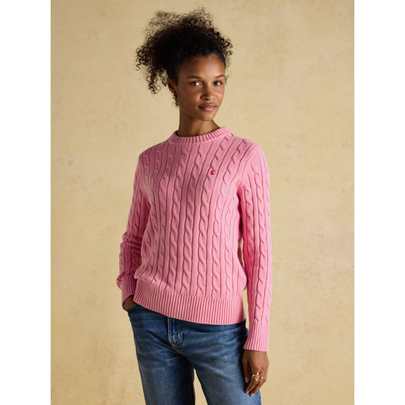 Joules Ladies Classic Cable Jumper - Pink-4