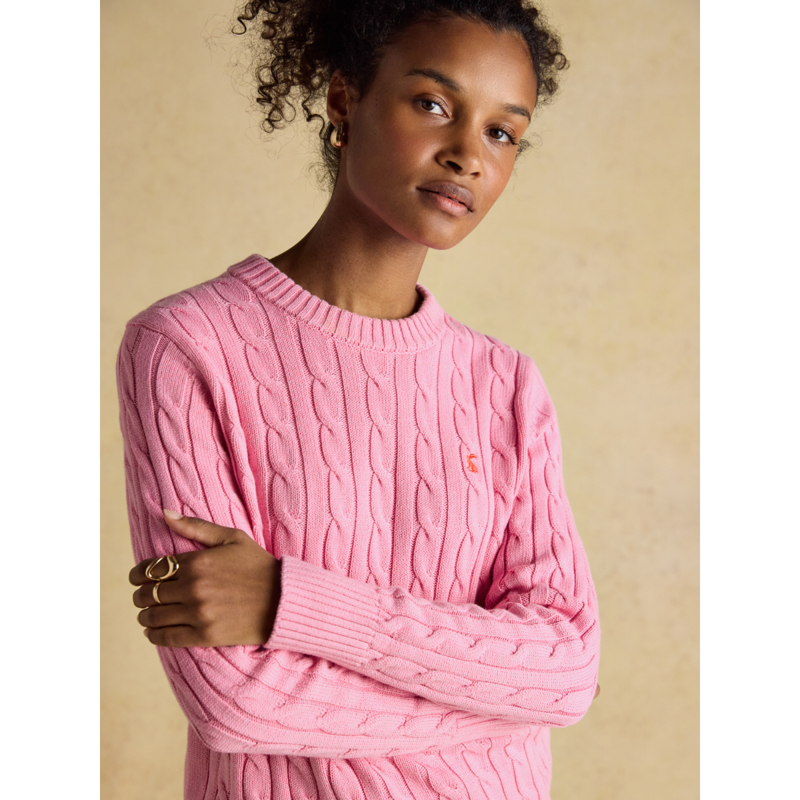 Joules Ladies Classic Cable Jumper - Pink-3