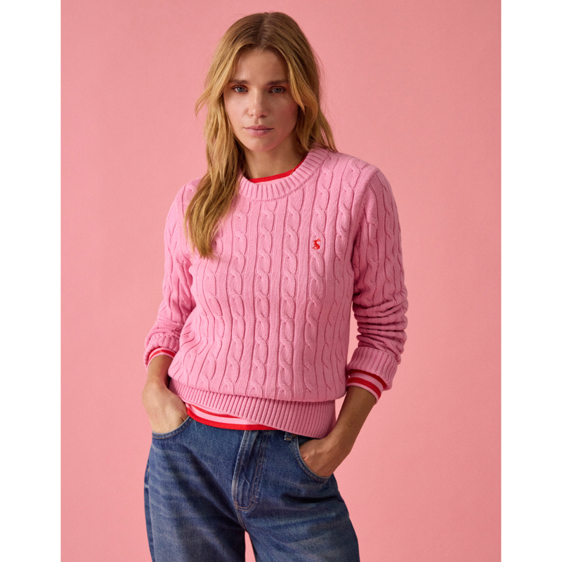Joules Ladies Classic Cable Jumper - Pink-1