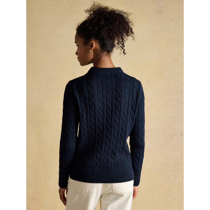 Joules Ladies Classic Cable Jumper - Navy-4