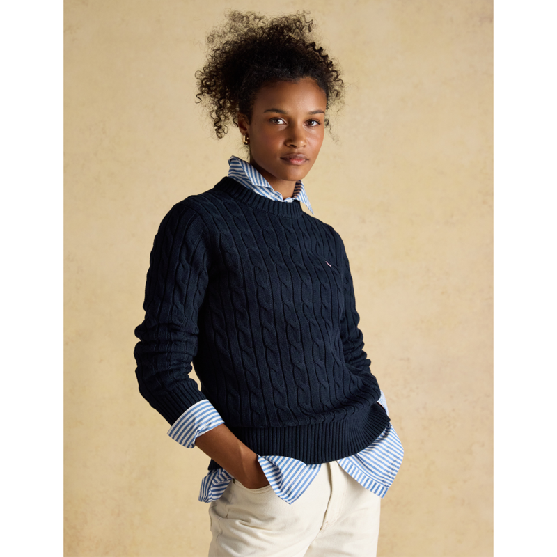 Joules Ladies Classic Cable Jumper - Navy-2