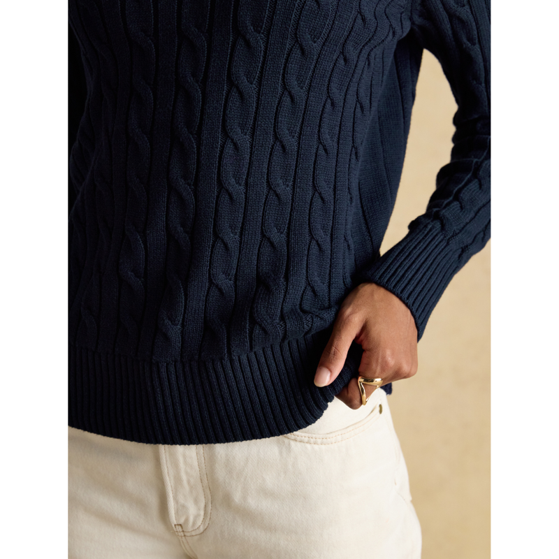 Joules Ladies Classic Cable Jumper - Navy-6