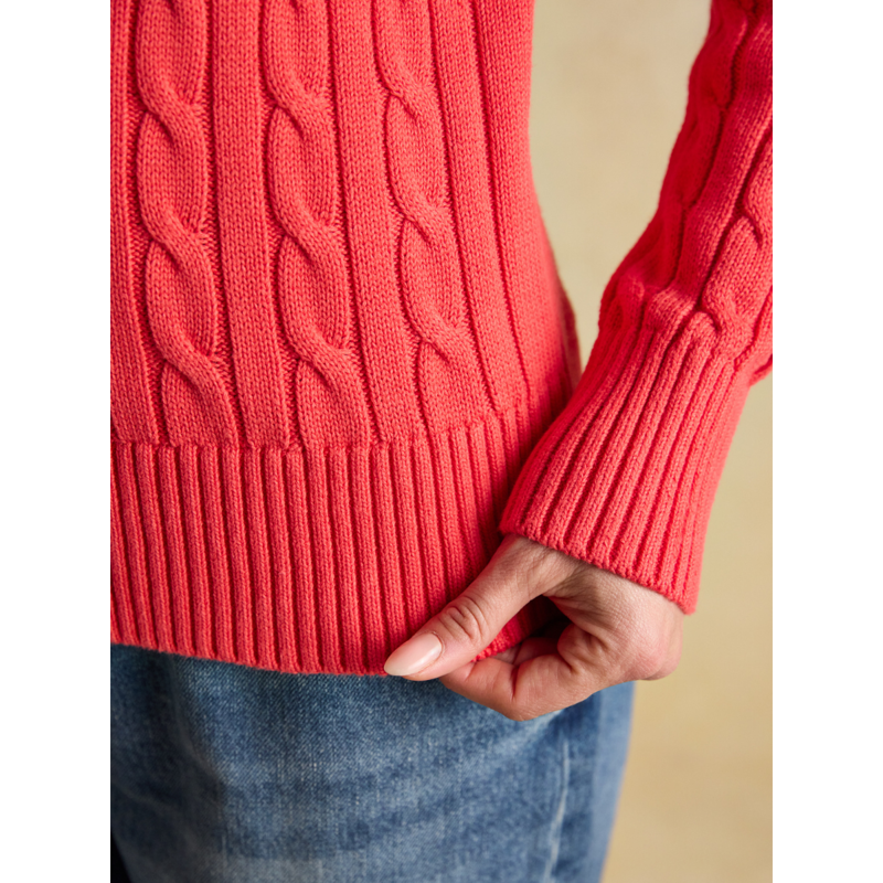 Joules Ladies Classic Cable Jumper - Red-5