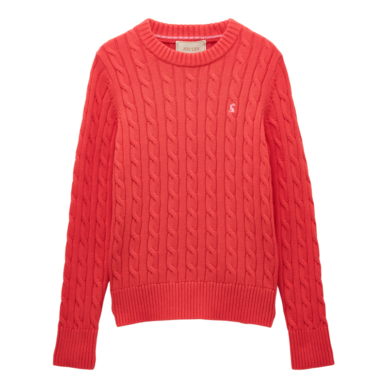 Joules Ladies Classic Cable Jumper - Red