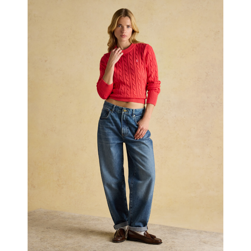 Joules Ladies Classic Cable Jumper - Red-8