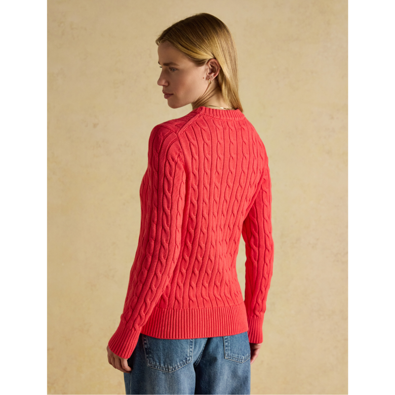 Joules Ladies Classic Cable Jumper - Red-2