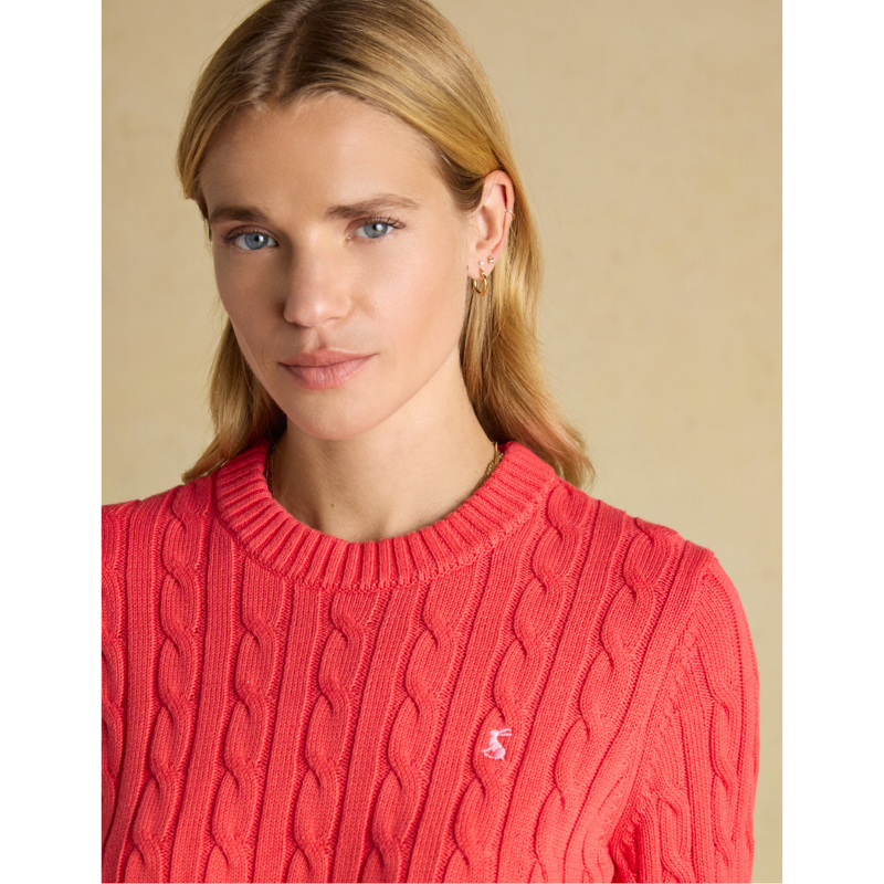 Joules Ladies Classic Cable Jumper - Red-6