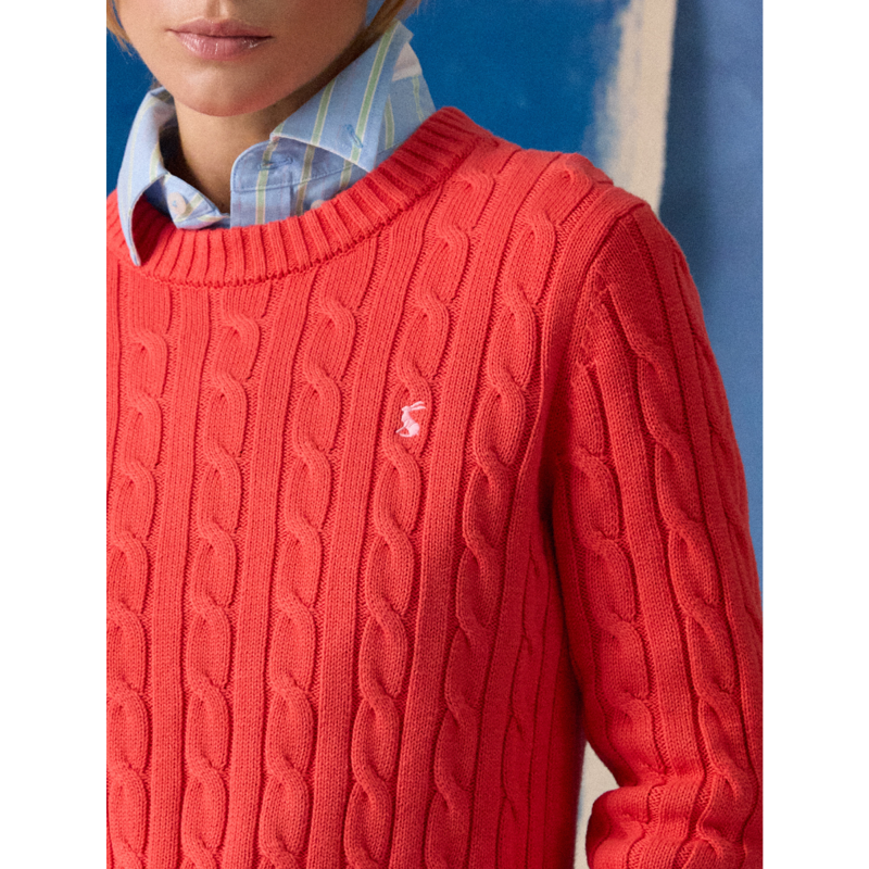Joules Ladies Classic Cable Jumper - Red-4