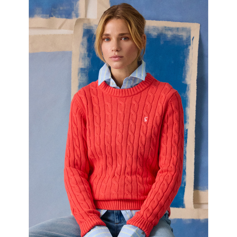 Joules Ladies Classic Cable Jumper - Red-3