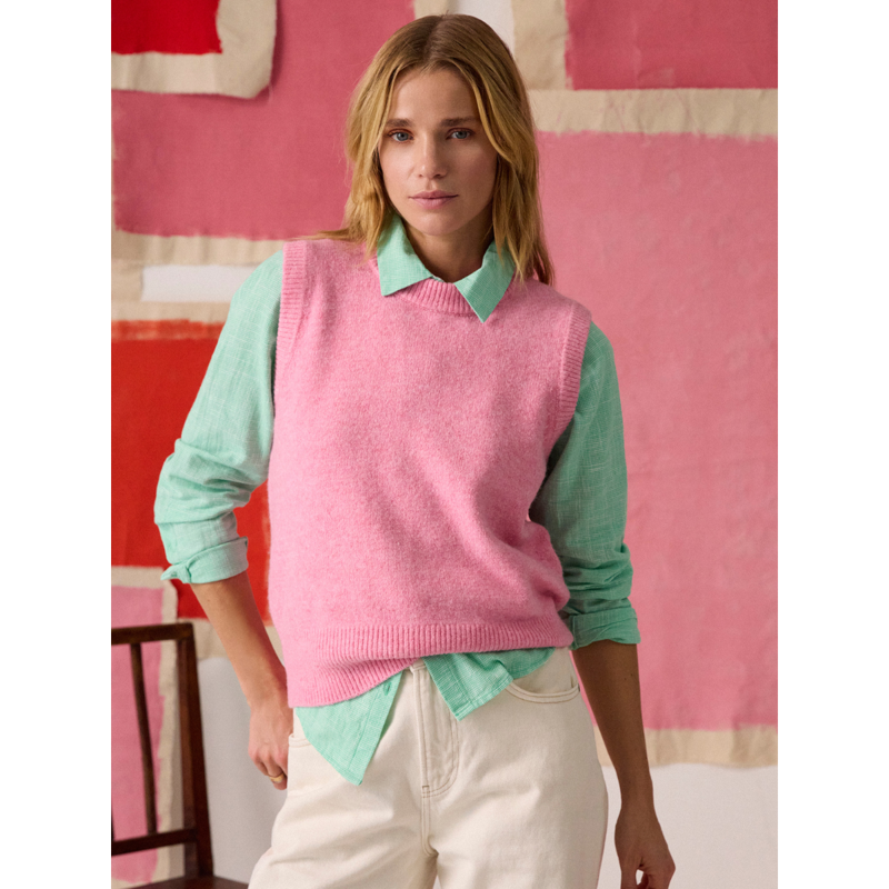 Joules Ladies Holly Knitted Crew Neck Vest - Pink-6