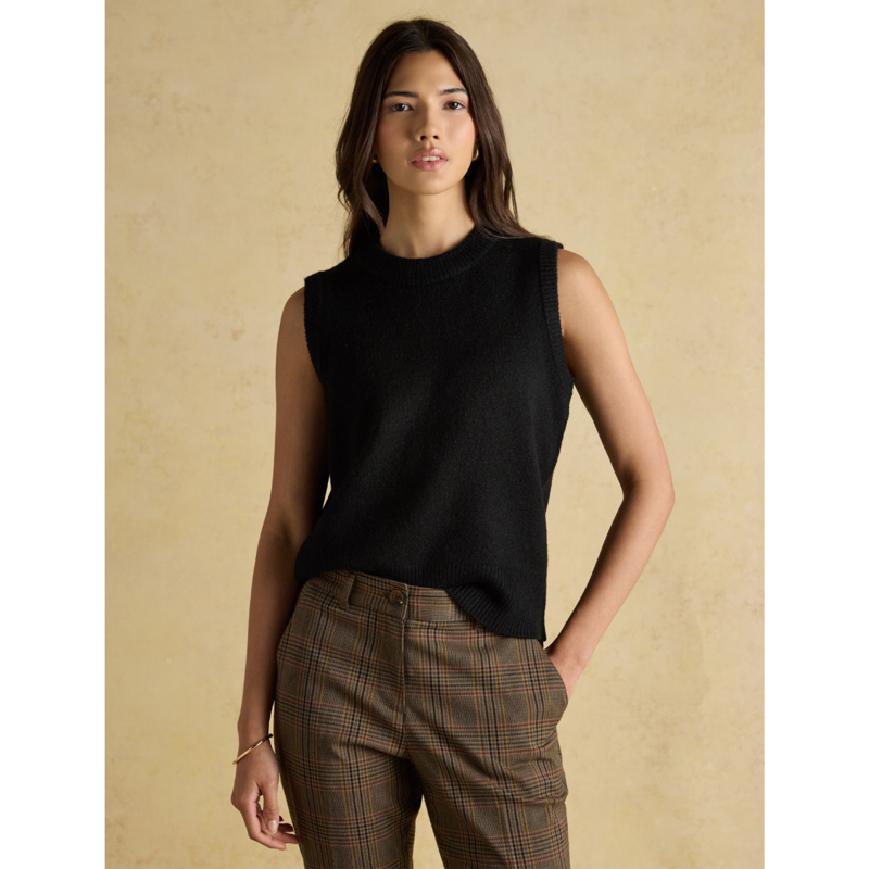 Joules Ladies Holly Knitted Crew Neck Vest - Black-1