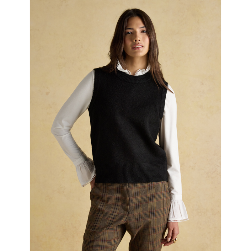 Joules Ladies Holly Knitted Crew Neck Vest - Black-2