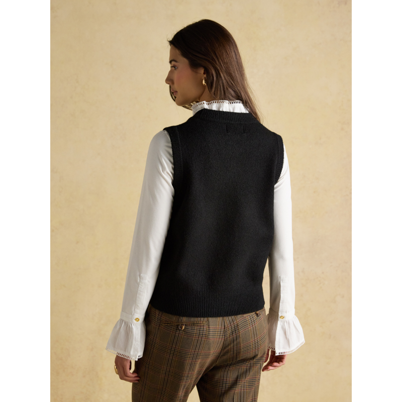 Joules Ladies Holly Knitted Crew Neck Vest - Black-3