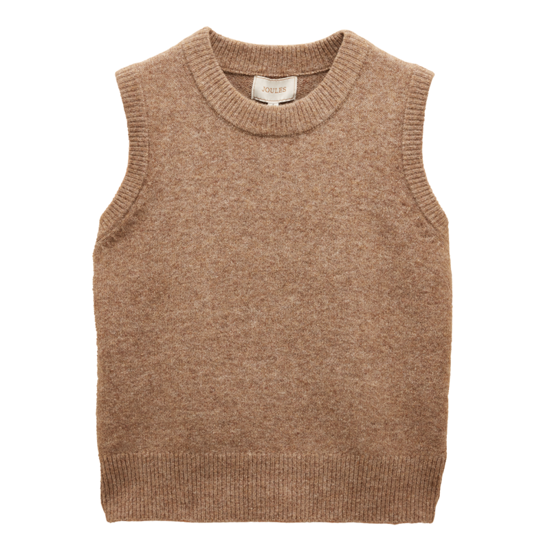 Joules Ladies Holly Knitted Crew Neck Vest - Tan