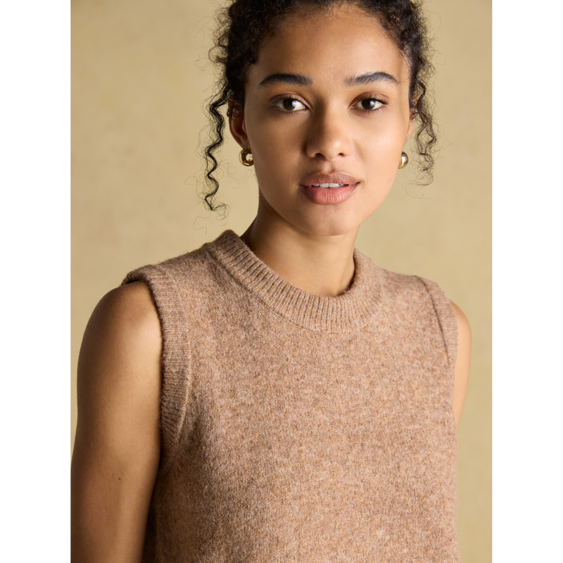 Joules Ladies Holly Knitted Crew Neck Vest - Tan-4