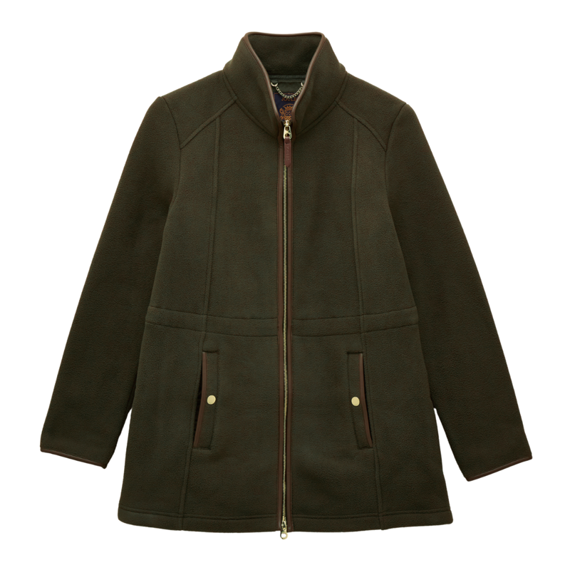 Joules Ladies Heritage Longline Zip Through Fleece Jacket - Green