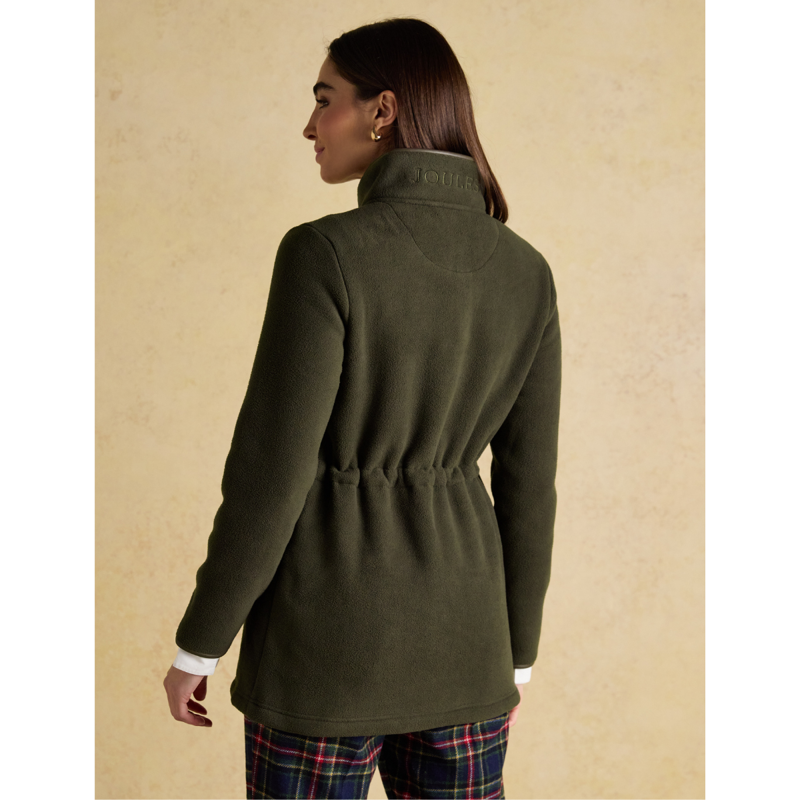 Joules Ladies Heritage Longline Zip Through Fleece Jacket - Green-2