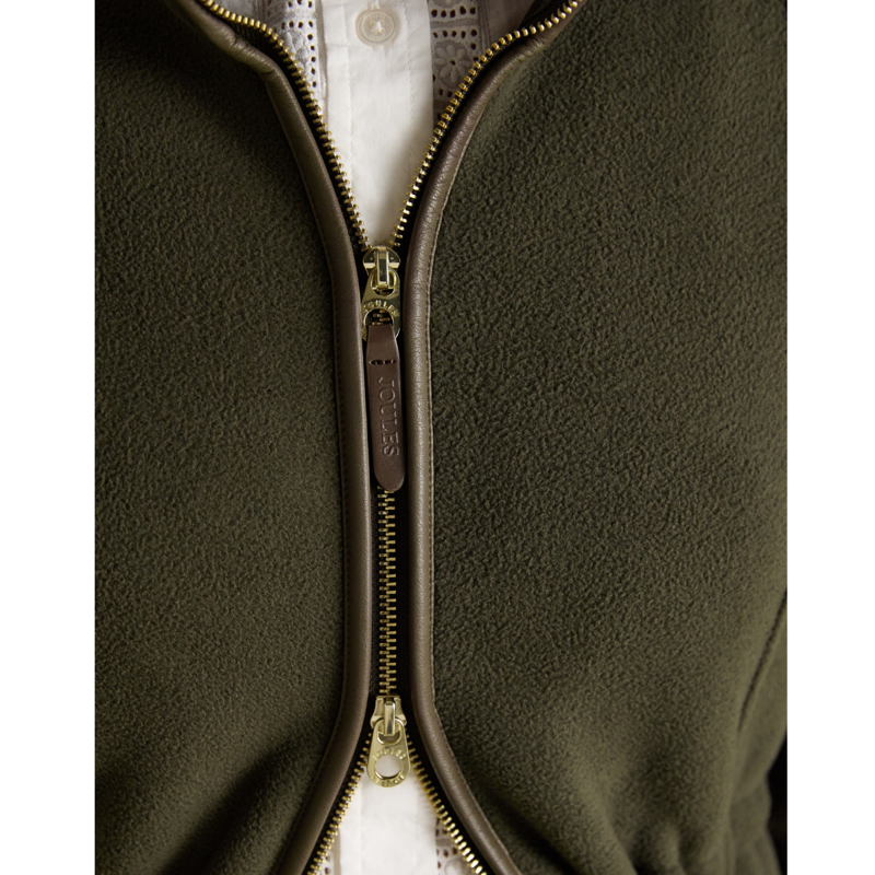 Joules Ladies Heritage Longline Zip Through Fleece Jacket - Green-9