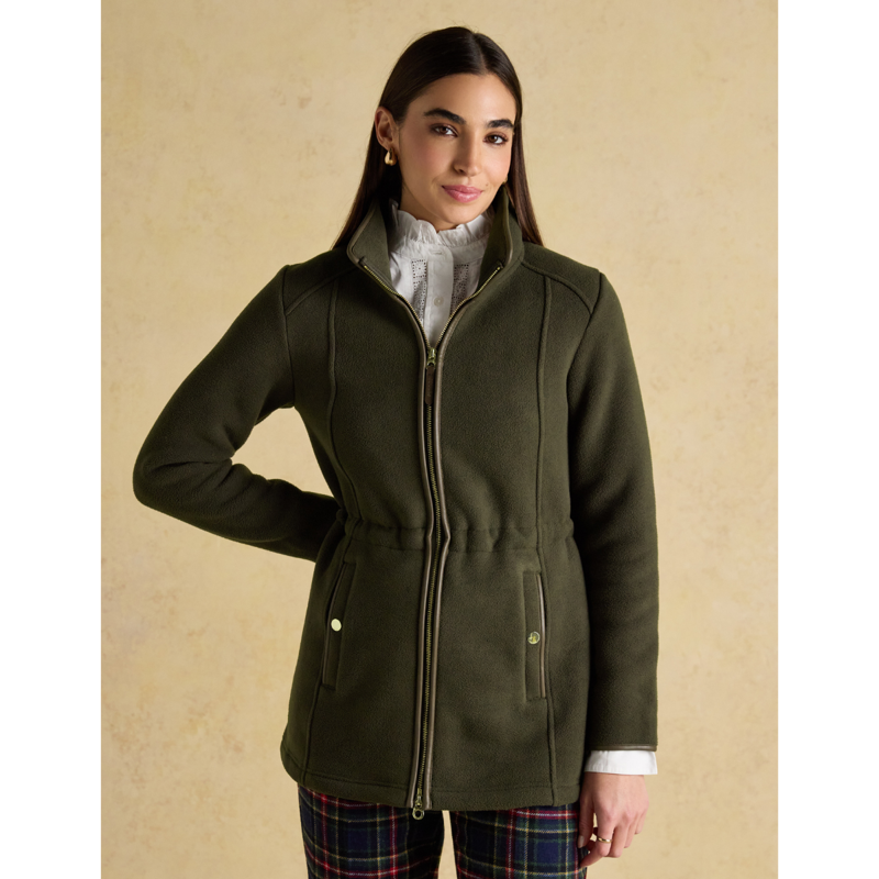 Joules Ladies Heritage Longline Zip Through Fleece Jacket - Green-1