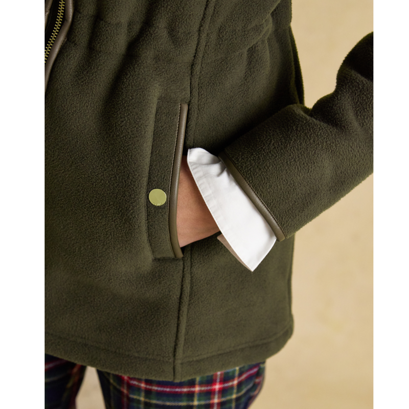 Joules Ladies Heritage Longline Zip Through Fleece Jacket - Green-6