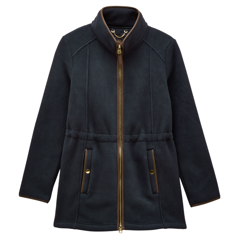 Joules Ladies Heritage Longline Zip Through Fleece Jacket - Navy