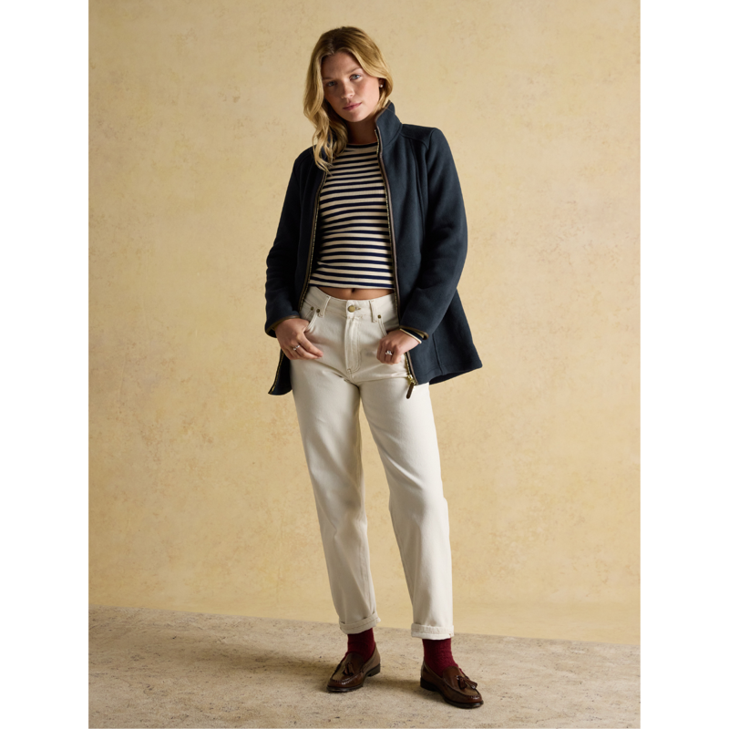 Joules Ladies Heritage Longline Zip Through Fleece Jacket - Navy-10