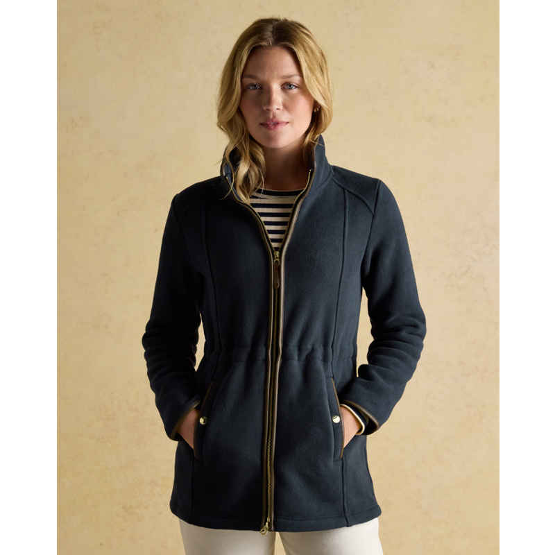 Joules Ladies Heritage Longline Zip Through Fleece Jacket - Navy-1