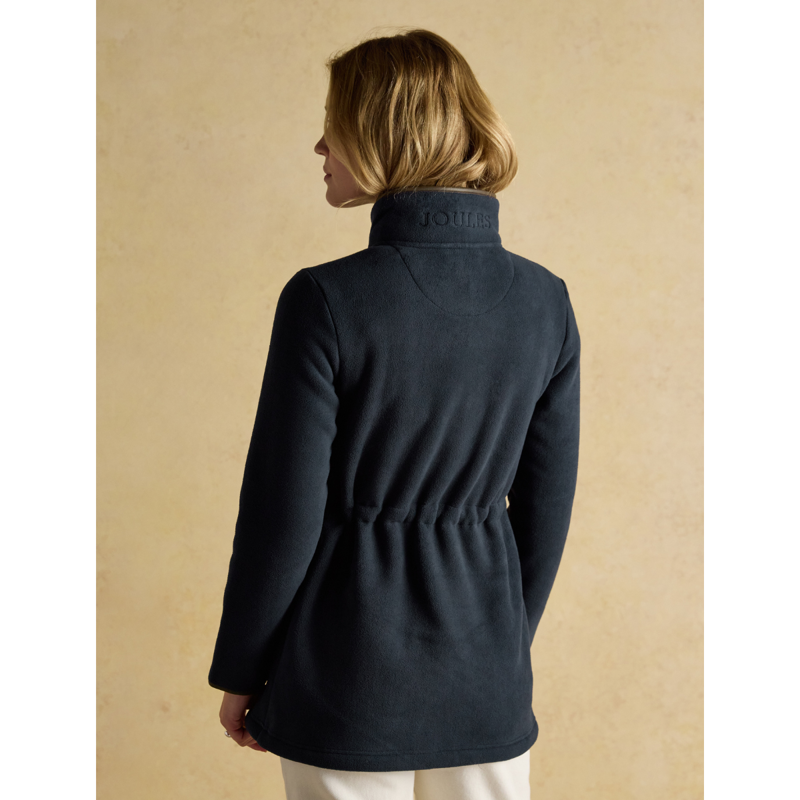 Joules Ladies Heritage Longline Zip Through Fleece Jacket - Navy-3
