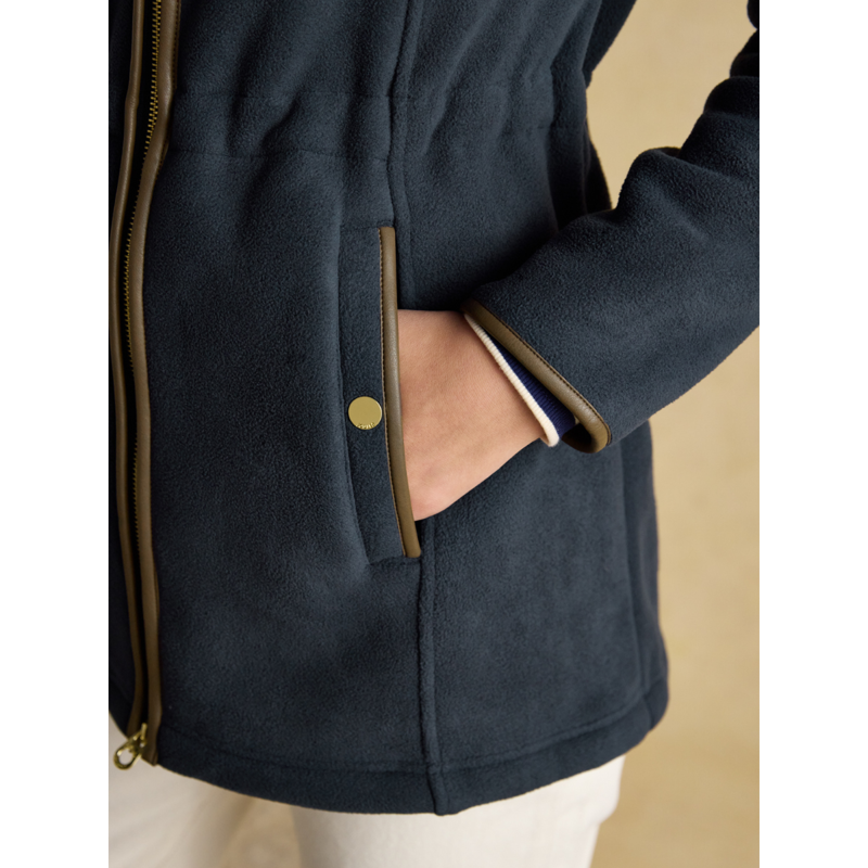 Joules Ladies Heritage Longline Zip Through Fleece Jacket - Navy-6