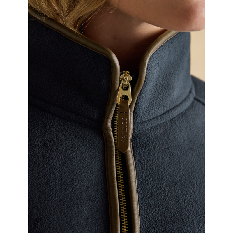 Joules Ladies Heritage Longline Zip Through Fleece Jacket - Navy-5