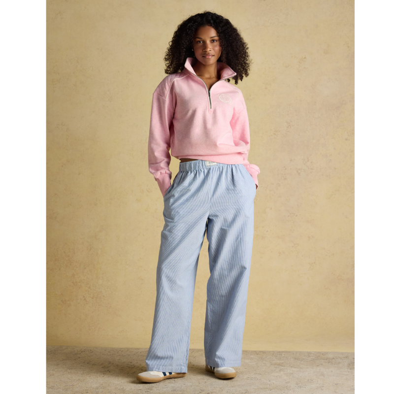 Joules Ladies Racquet Embroidered Quarter Zip Sweatshirt - Pink-3