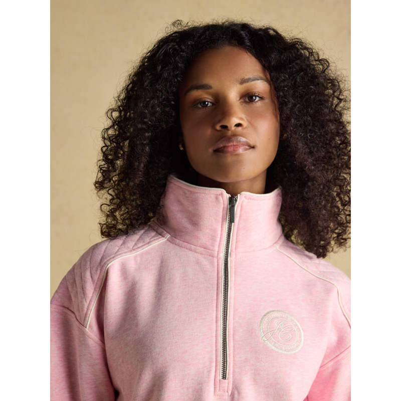 Joules Ladies Racquet Embroidered Quarter Zip Sweatshirt - Pink-8