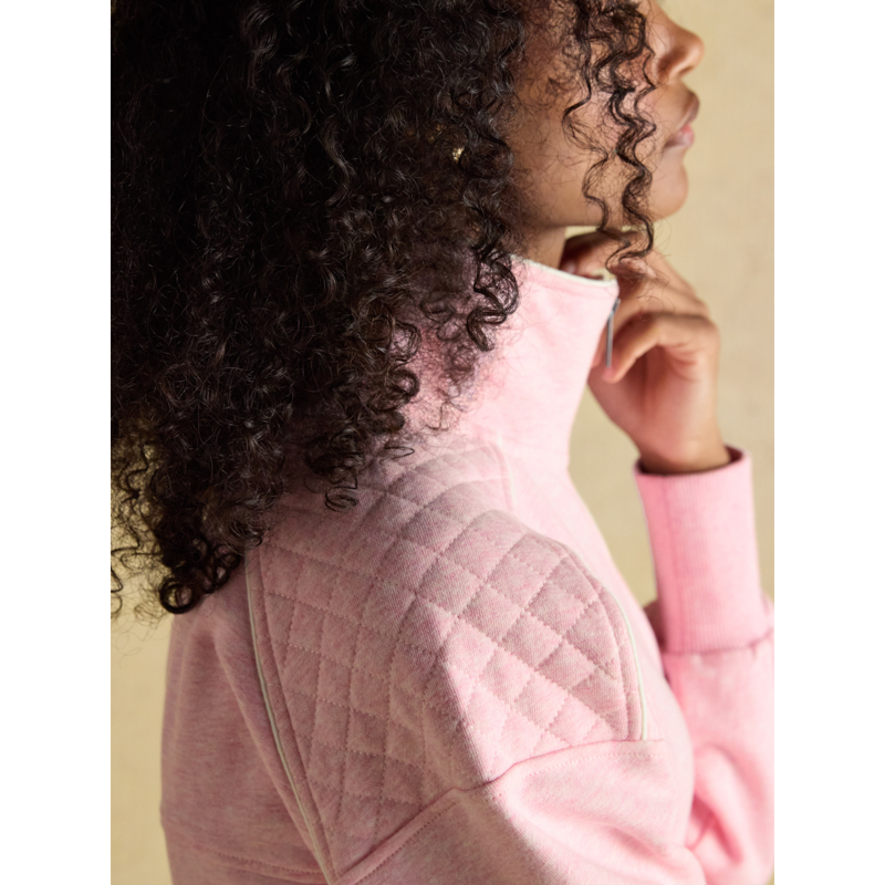 Joules Ladies Racquet Embroidered Quarter Zip Sweatshirt - Pink-7