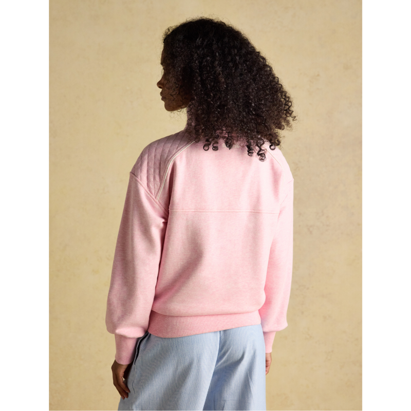Joules Ladies Racquet Embroidered Quarter Zip Sweatshirt - Pink-2