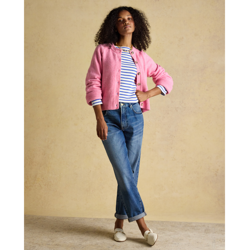Joules Ladies Knitted Button Through Cardigan - Pink-6