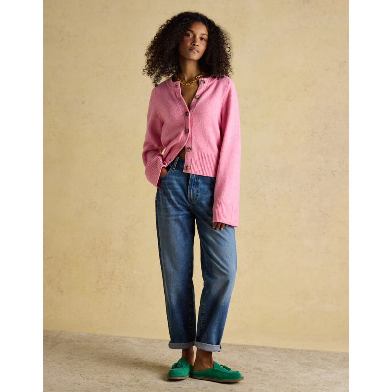 Joules Ladies Knitted Button Through Cardigan - Pink-5