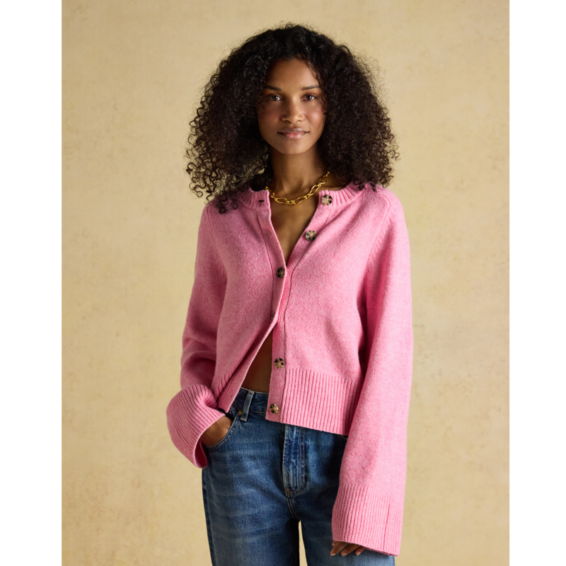 Joules Ladies Knitted Button Through Cardigan - Pink-2