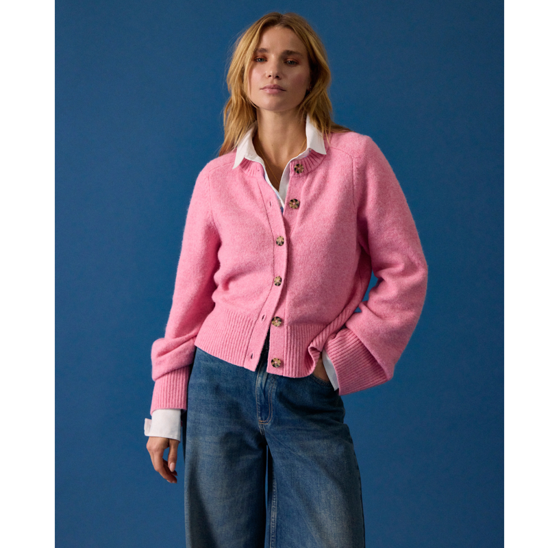 Joules Ladies Knitted Button Through Cardigan - Pink-9