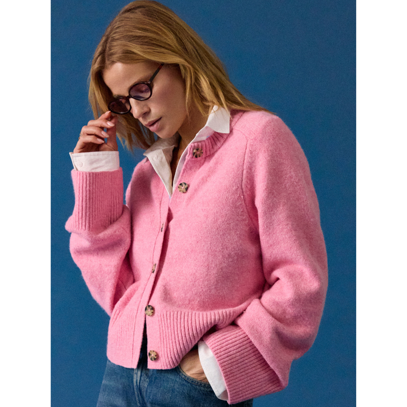 Joules Ladies Knitted Button Through Cardigan - Pink-8