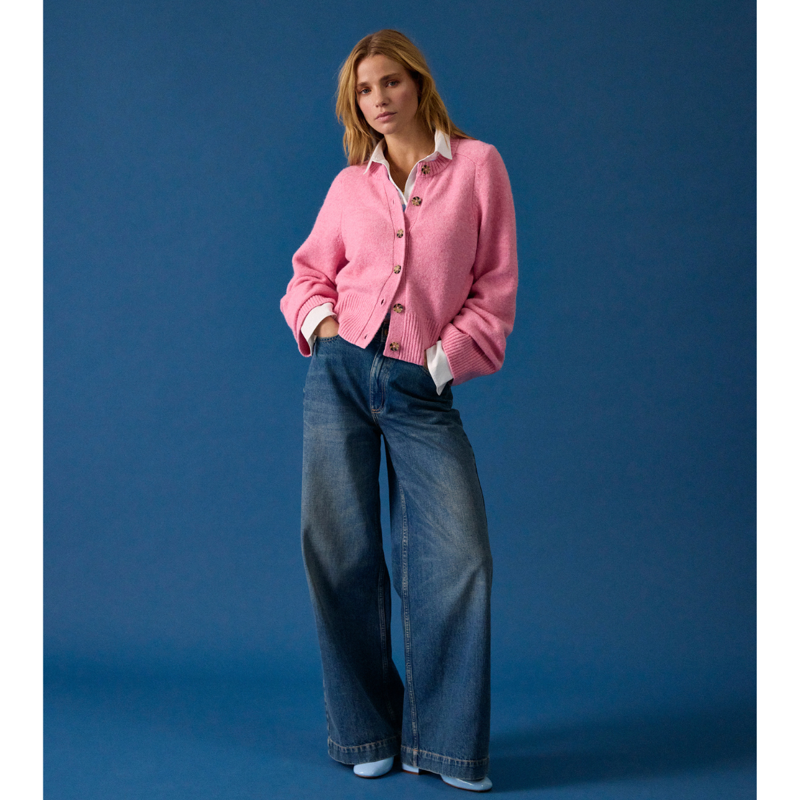 Joules Ladies Knitted Button Through Cardigan - Pink-7